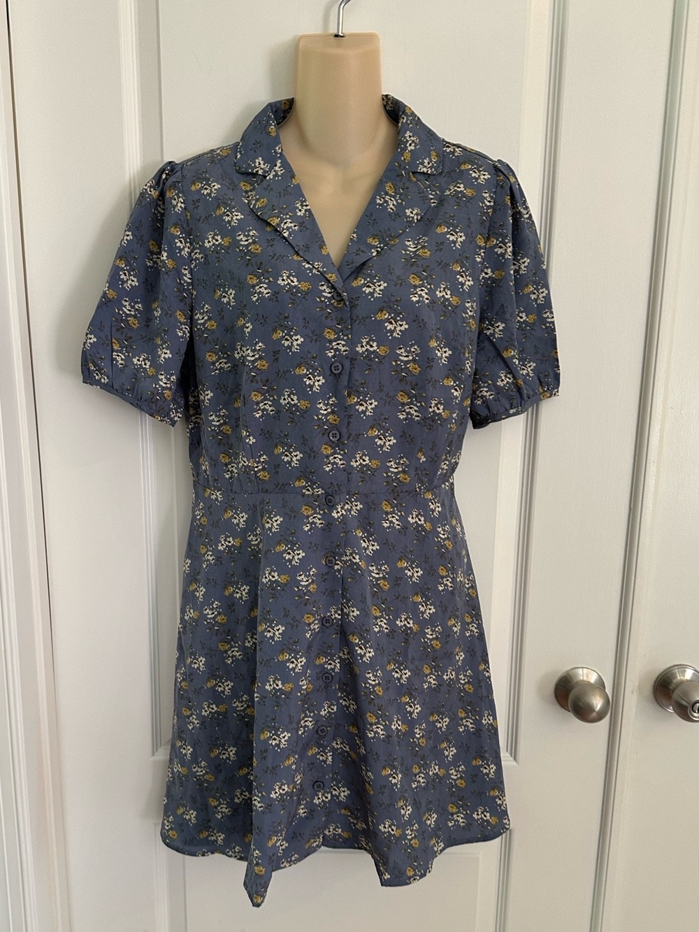 Allegra K Women's Floral Shirt Dress Puff Sleeve Cottagecore NWT - Picture 2 of 13